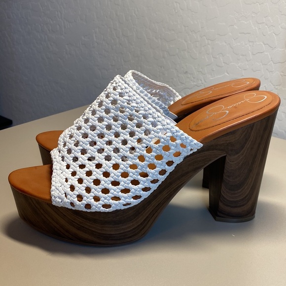NWOT Jessican Simpson Shelbie Platform Block Heel Slip On Woven Sandal Size 10 - Picture 5 of 9